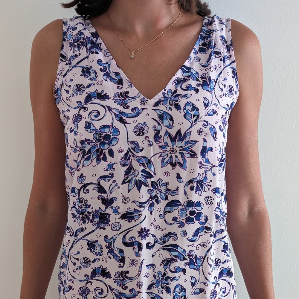 Gap Floral Shift Dress XS Extra Small Womens Pink Lilac Blue V-Neck Sleeveless - Picture 10 of 10